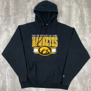 Vintage  Russell Athletic Iowa Hawkeyes Hoodie Mens L Black College Sweatshirt